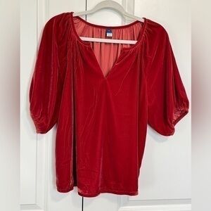 Old Navy Red Velour Top Size M